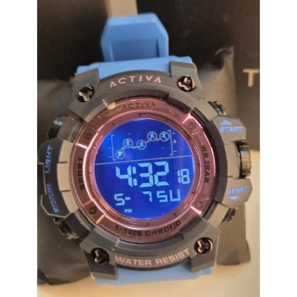 Activa X Invicta ACW8082-011 Digital shock Sport Watch Blue Pink 50mm New NIB